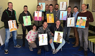 Workshop naaktmodel schilderen tijdens vrijgezellenfeest in Antwerpen, België