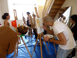 Workshop naaktmodel schilderen tijdens vrijgezellenfeest in Arnhem